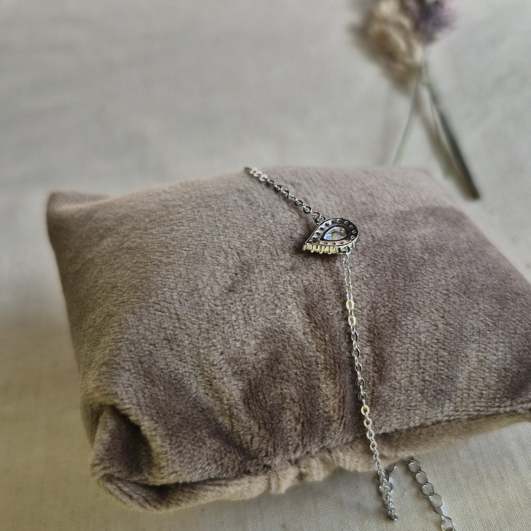 Raindrop Pear Bracelet — Silver CZ Pear Cut