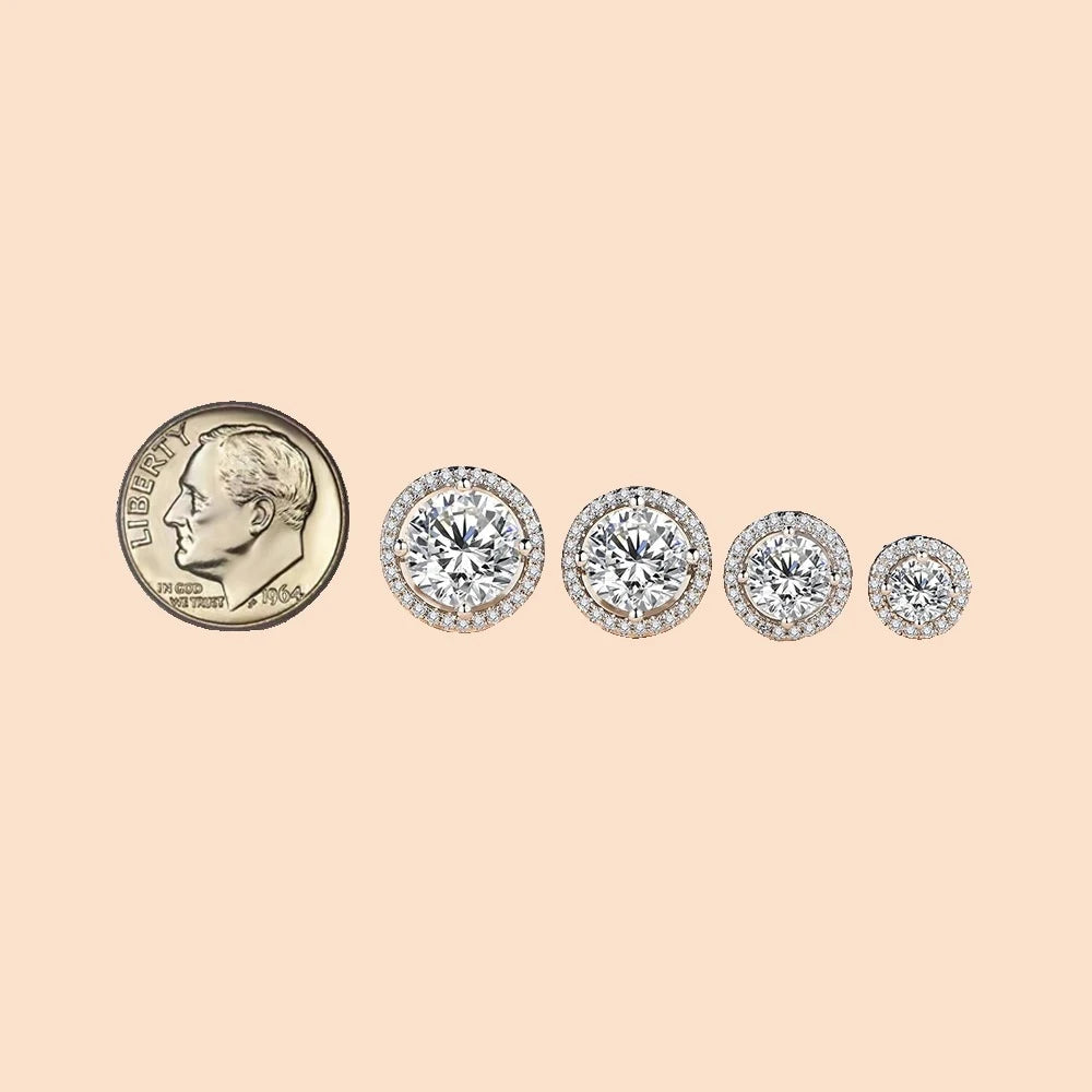 Rhodium Plated Moissanite Diamond Earrings