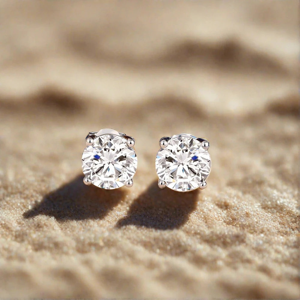 Boucles d'oreilles à tige en argent sterling 925 avec diamants et moissanite