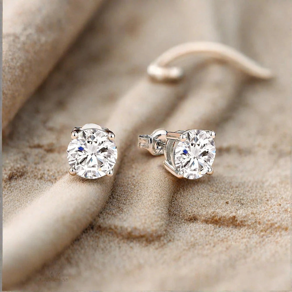 Boucles d'oreilles à tige en argent sterling 925 avec diamants et moissanite