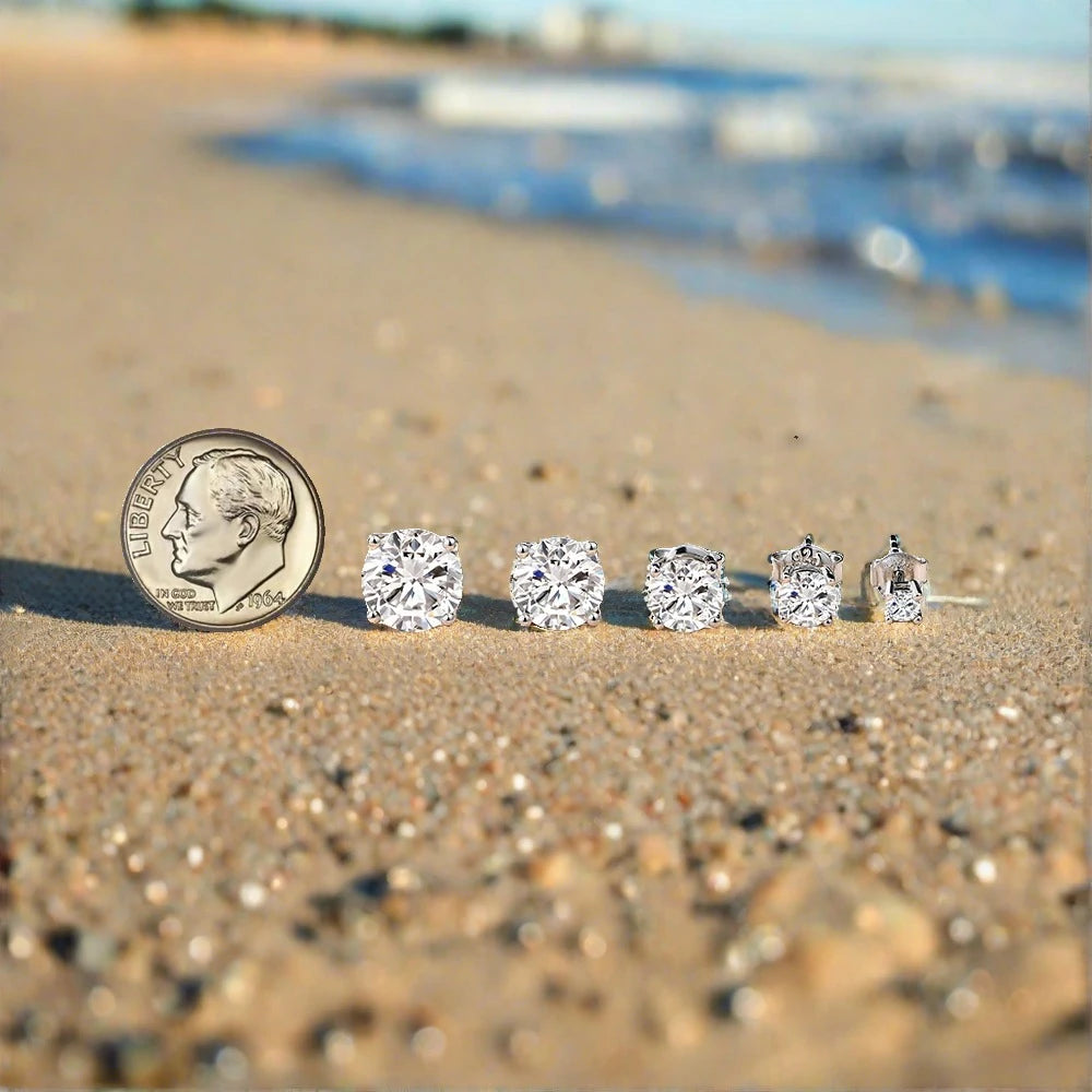 Boucles d'oreilles à tige en argent sterling 925 avec diamants et moissanite