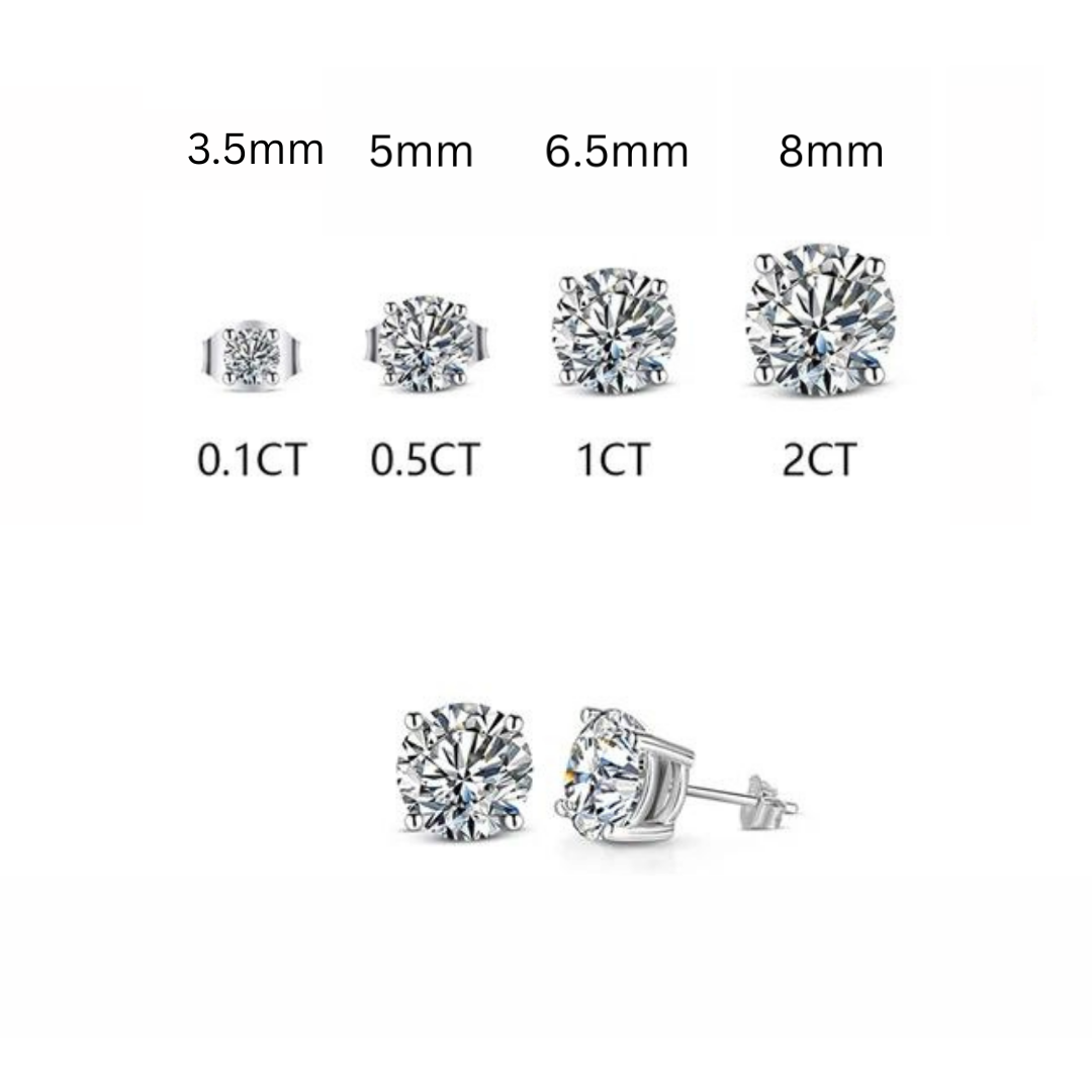 Moissanite Diamond Stud Earrings 925 Sterling Silver