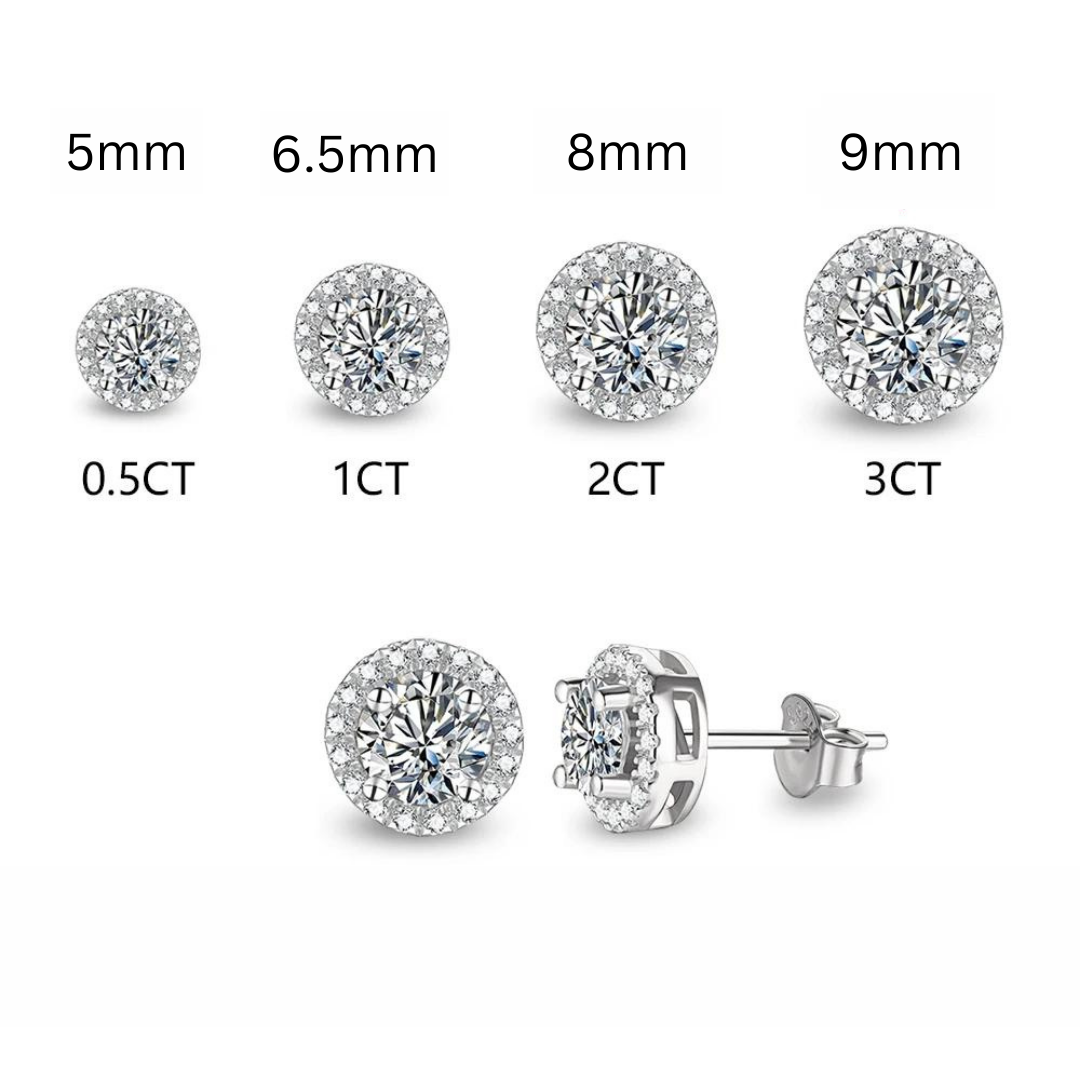 Rhodium Plated Moissanite Diamond Earrings