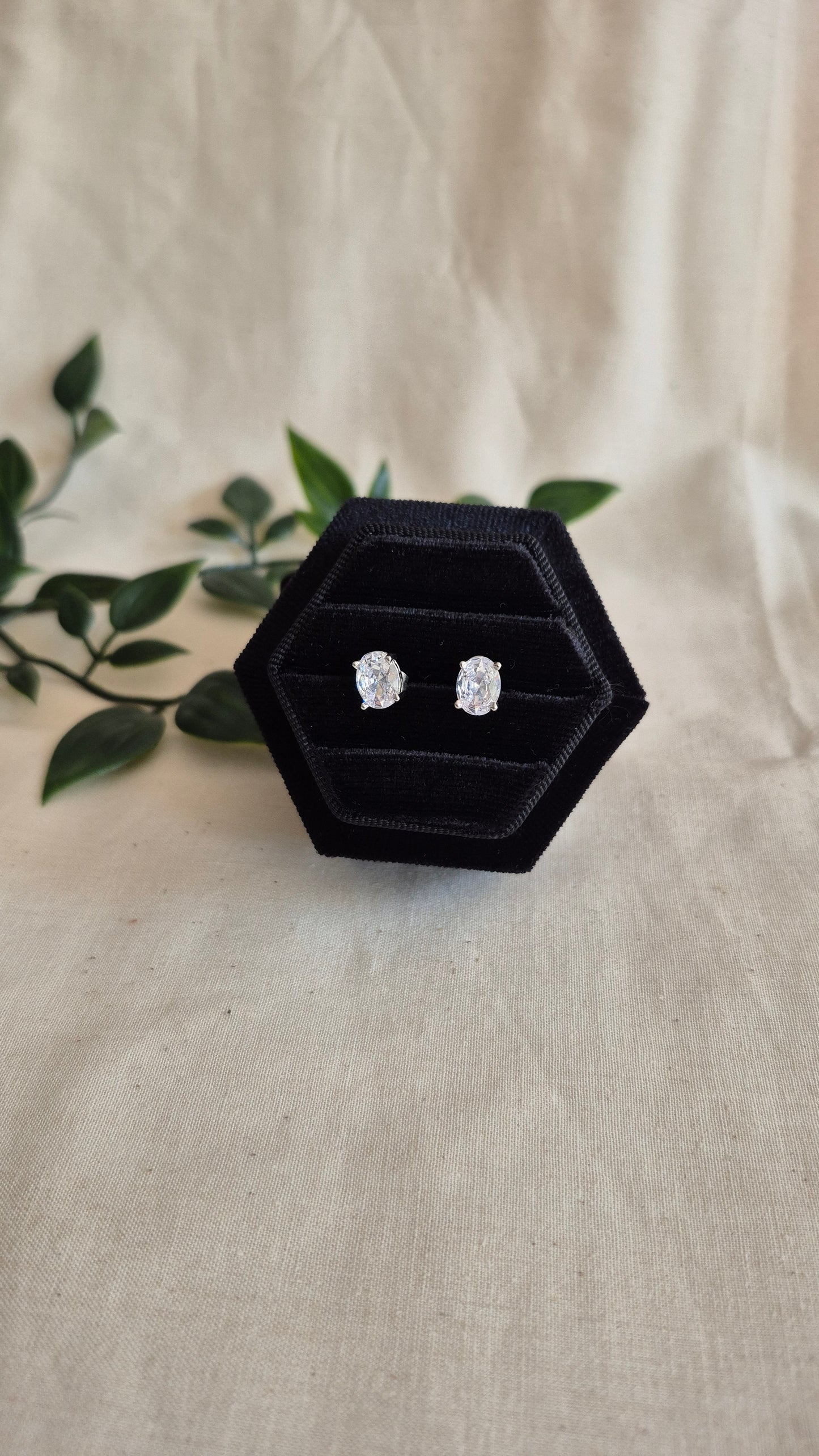 Silver Oval Stud Earrings - Hellebore Studs