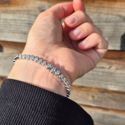 Moissanite Tennis Bracelet 14k Gold - Waterfall Bezel Bracelet