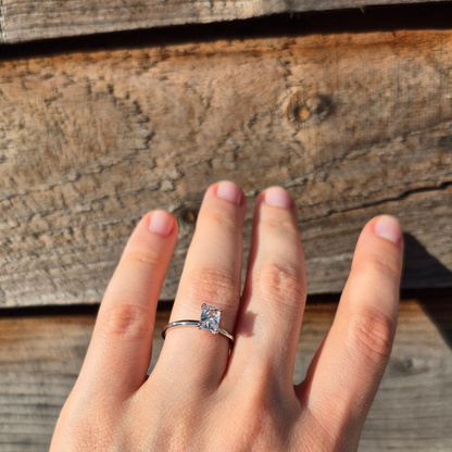 Sterling Silver Rectangular Cubic Zirconia Ring | Aster