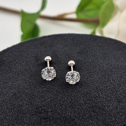 Vine Bud Studs – Sterling Silver 4-Claw Stud Earrings with Screw Back