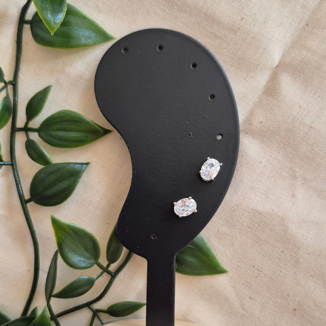 Silver Oval Stud Earrings - Hellebore Studs