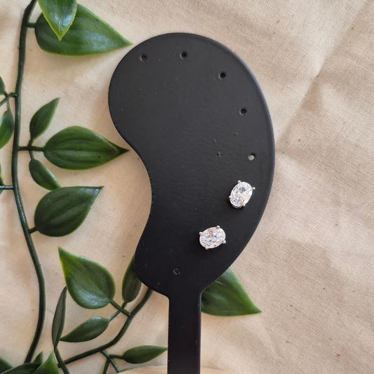 Silver Oval Stud Earrings - Hellebore Studs
