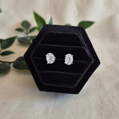 Silver Oval Stud Earrings - Hellebore Studs