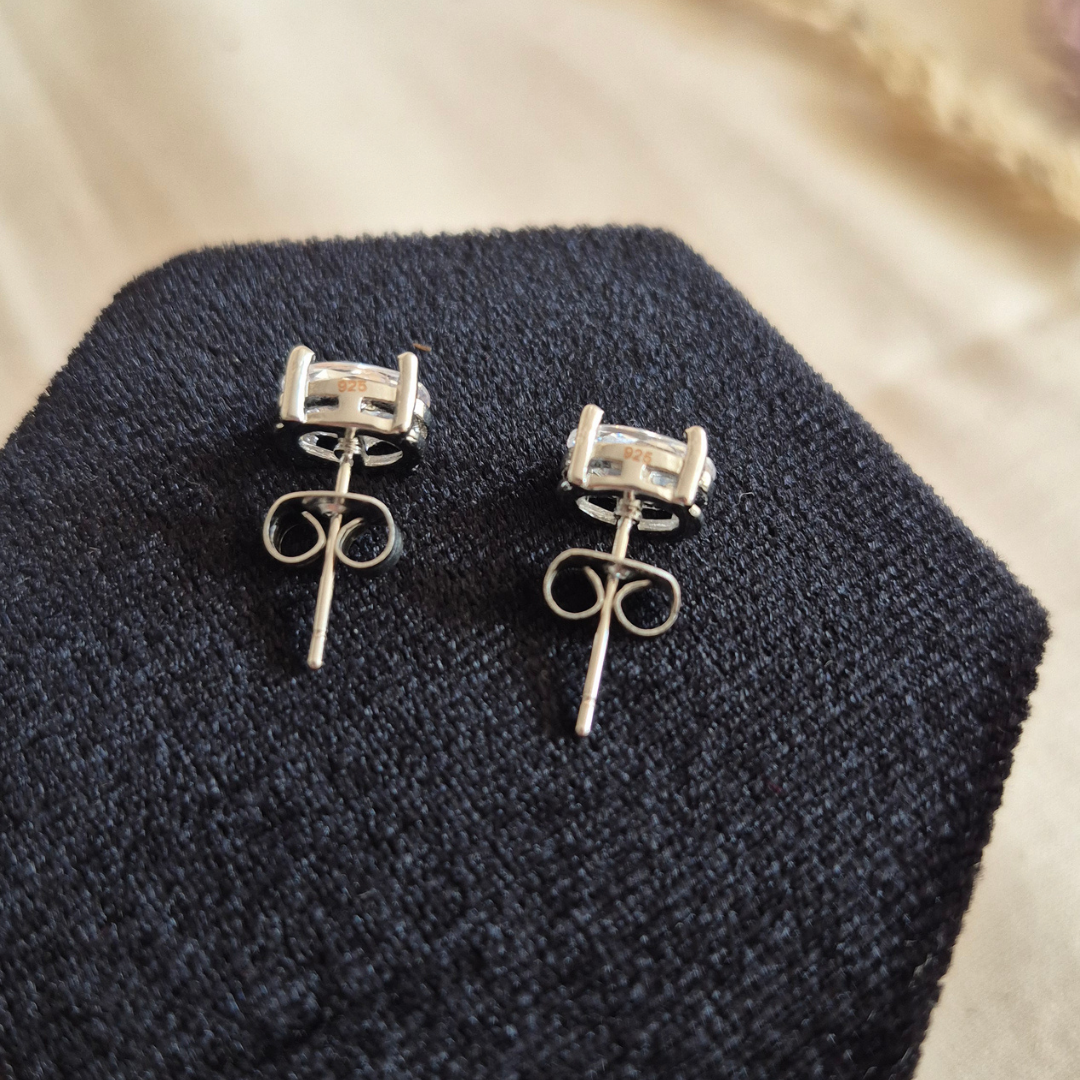 Silver Oval Stud Earrings - Hellebore Studs