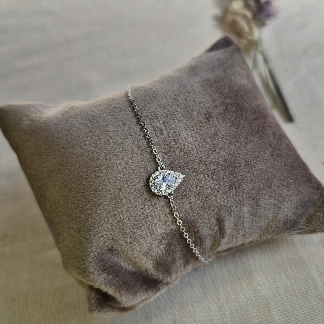 Raindrop Pear Bracelet — Silver CZ Pear Cut