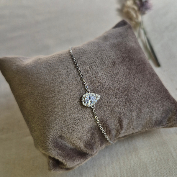 Raindrop Pear Bracelet — Silver CZ Pear Cut