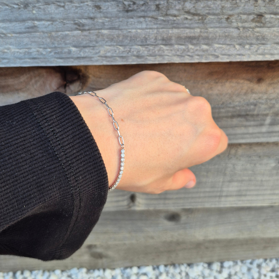 Moissanite Half Tennis Bracelet - Dewdrop Whisper