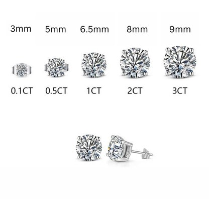 Boucles d'oreilles à tige en argent sterling 925 avec diamants et moissanite