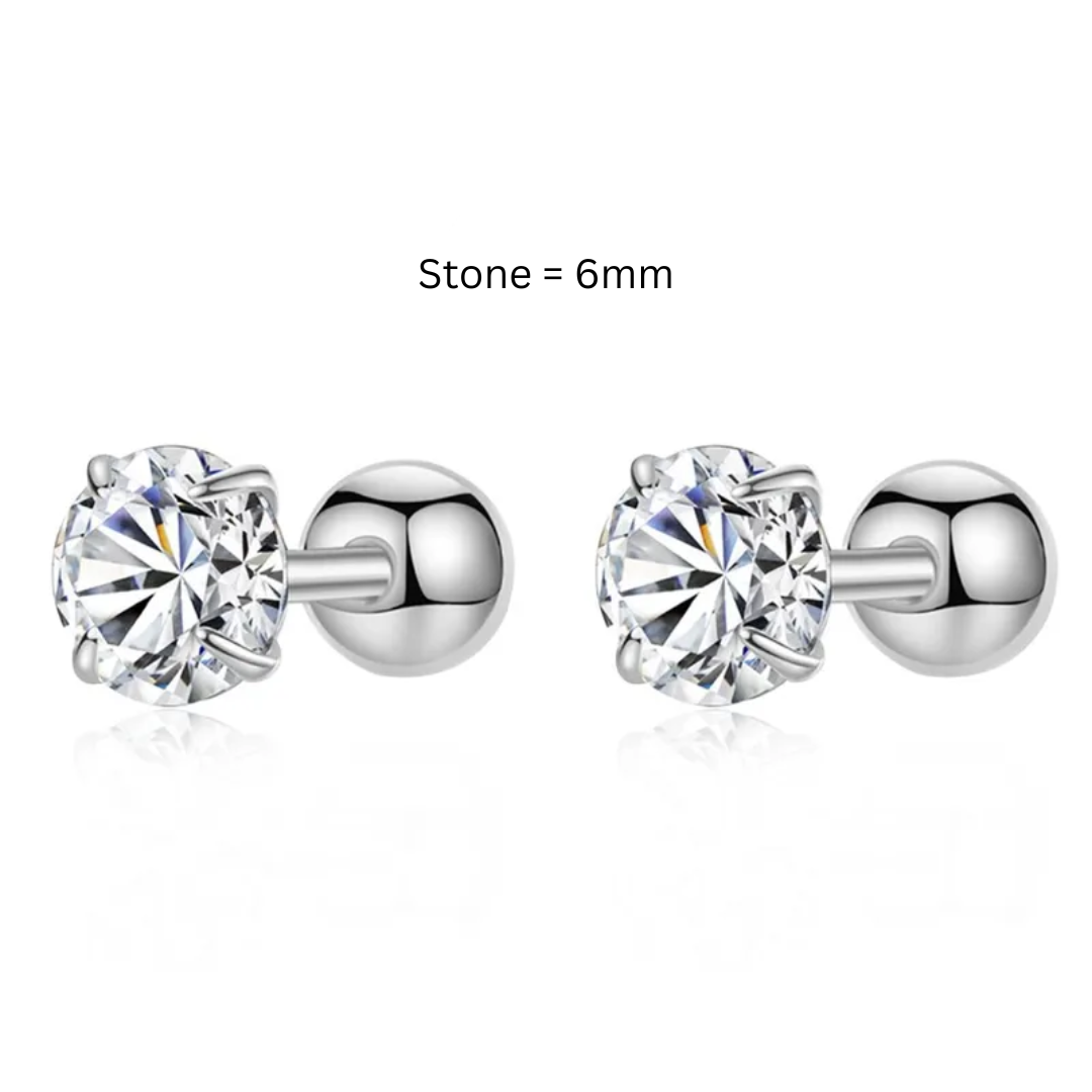 Vine Bud Studs – Sterling Silver 4-Claw Stud Earrings with Screw Back