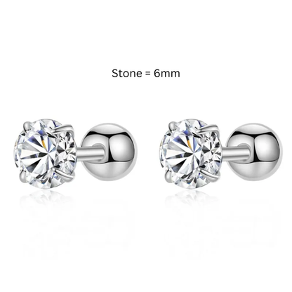 Vine Bud Studs – Sterling Silver 4-Claw Stud Earrings with Screw Back