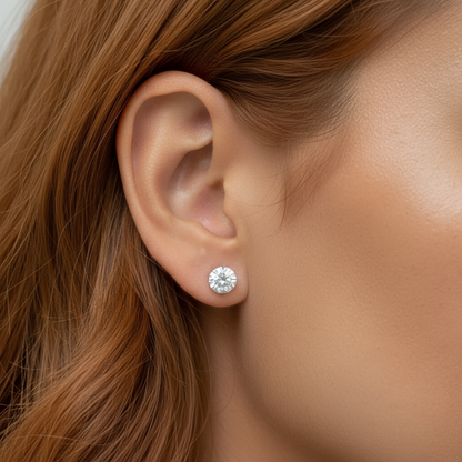 Vine Bud Studs – Sterling Silver 4-Claw Stud Earrings with Screw Back