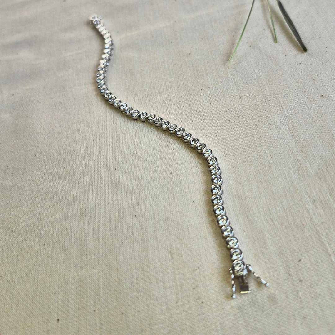 Moissanite Tennis Bracelet 14k Gold - Waterfall Bezel Bracelet