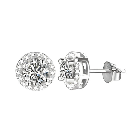 Boucles d'oreilles en diamant et moissanite plaquées rhodium