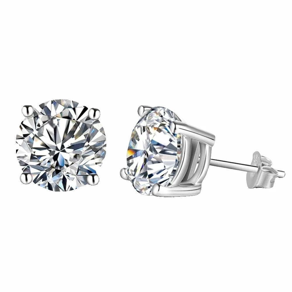 Moissanite stud earrings UK close up — eco-friendly lab-grown moissanite in 925 sterling silver — Lilies of the Valley