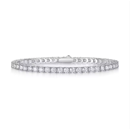 Moissanite Tennis Bracelet, White Gold Plated 925 Silver – Dewdrop Sparkle