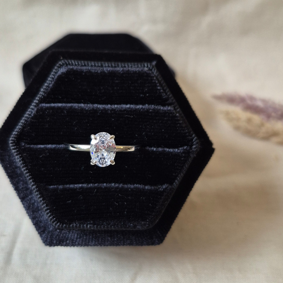 Sterling Silver CZ Oval Ring 1ct | Hellebore