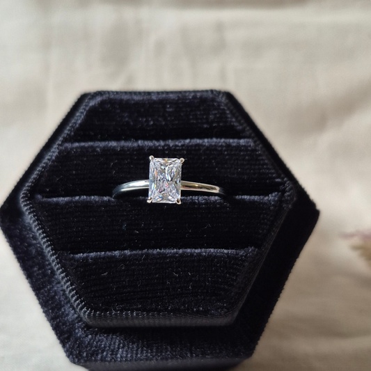 Sterling Silver Rectangular Cubic Zirconia Ring | Aster