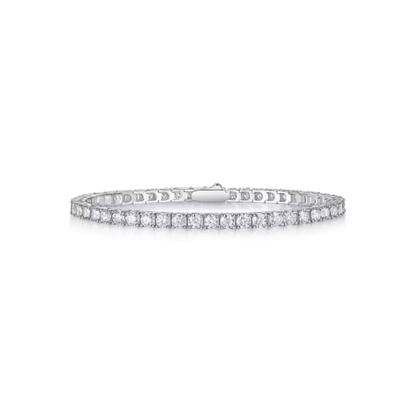 Moissanite Tennis Bracelet, White Gold Plated 925 Silver – Dewdrop Sparkle