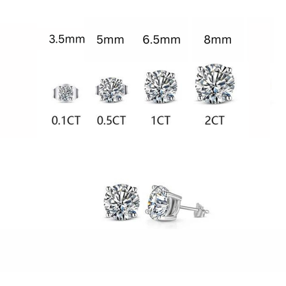 Moissanite Diamond Stud Earrings 925 Sterling Silver