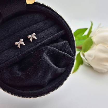 Diamond Blossom Bow - Sterling Silver Bow Stud Earrings