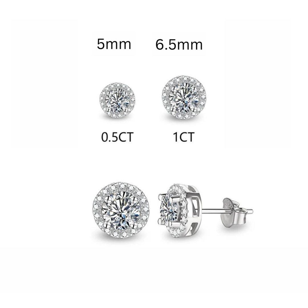 Rhodium Plated Moissanite Diamond Earrings