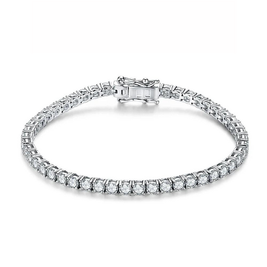 Bracelet tennis en argent 925 plaqué or blanc 2,5 carats avec diamants et moissanite