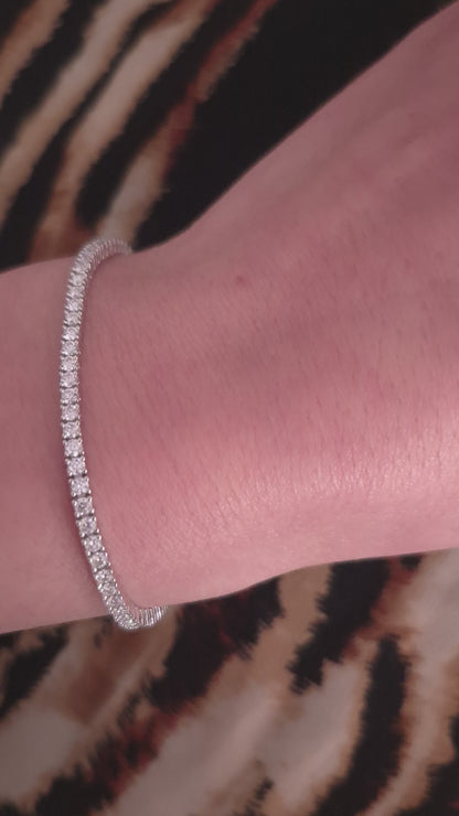 Moissanite Tennis Bracelet, White Gold Plated 925 Silver – Dewdrop Sparkle