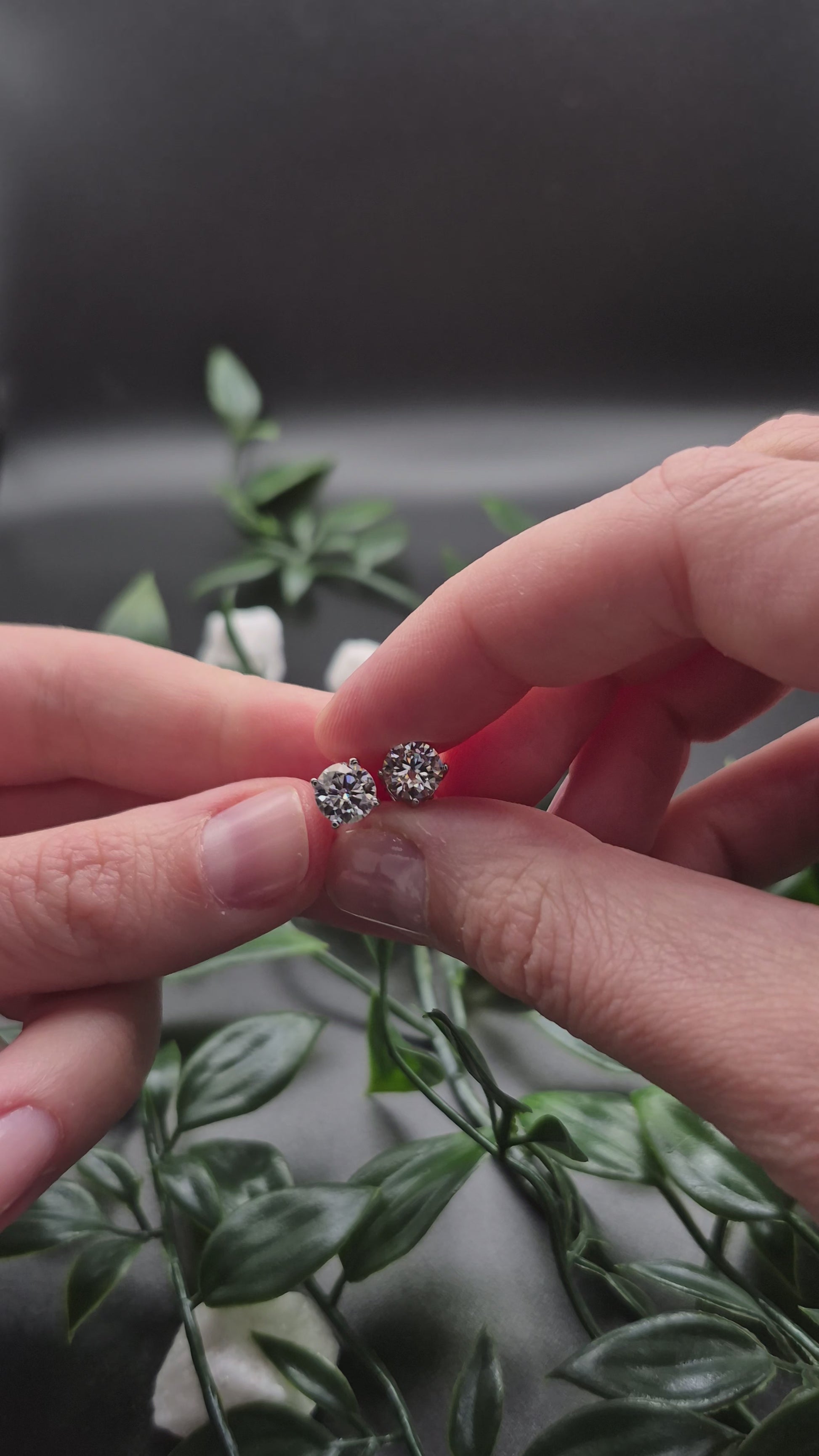 Moissanite stud earrings UK sparkling shine — eco-friendly lab-grown moissanite, white rhodium plated 925 sterling silver — Lilies of the Valley