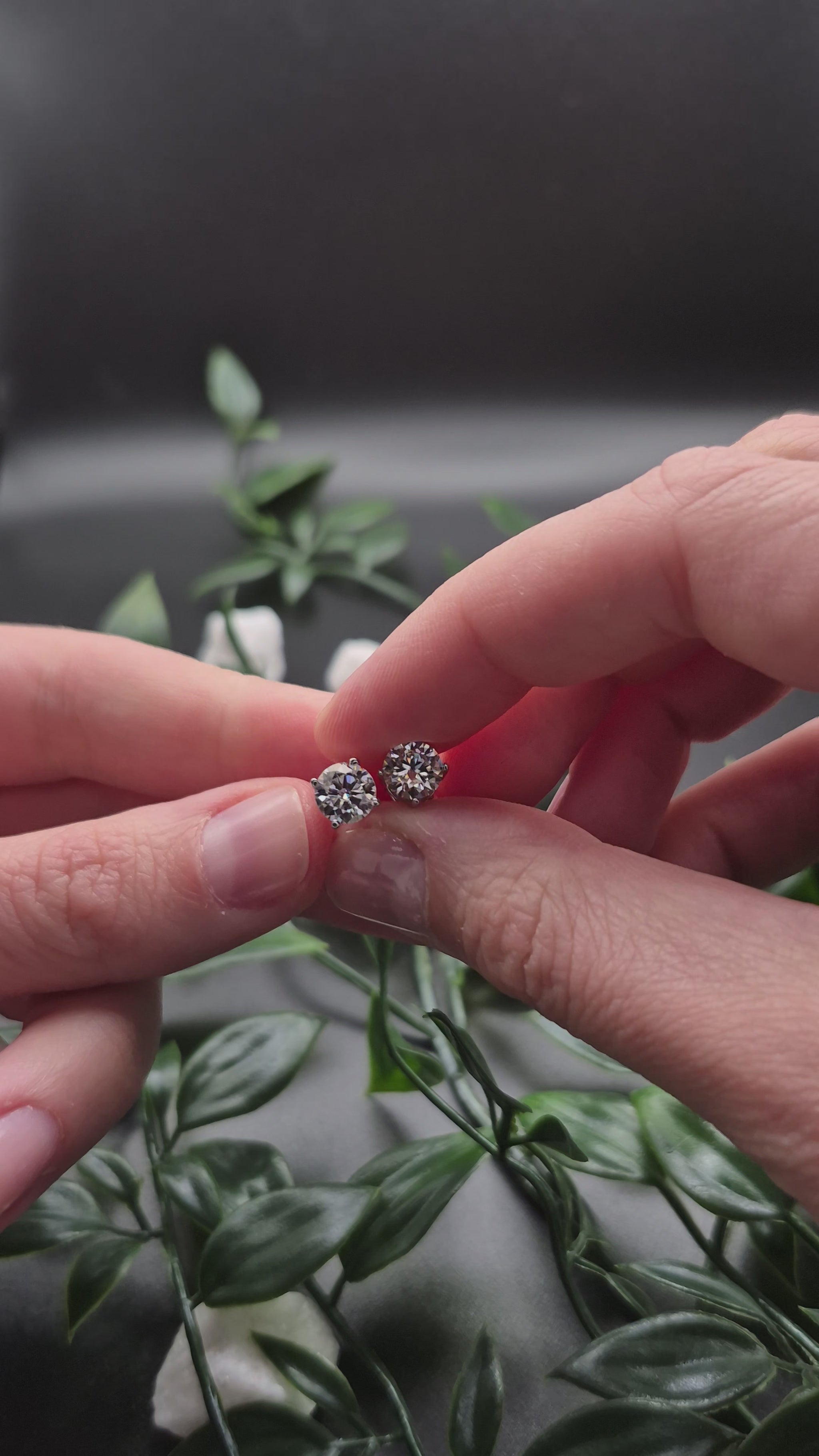 Moissanite stud earrings UK sparkling shine — eco-friendly lab-grown moissanite, white rhodium plated 925 sterling silver — Lilies of the Valley