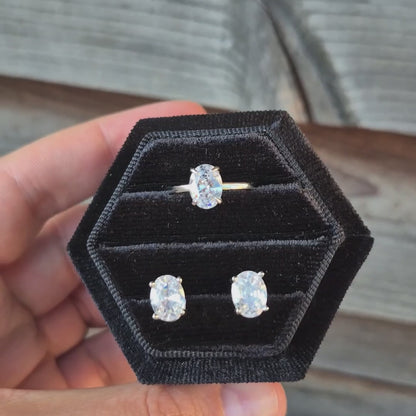 Silver Oval Stud Earrings - Hellebore Studs