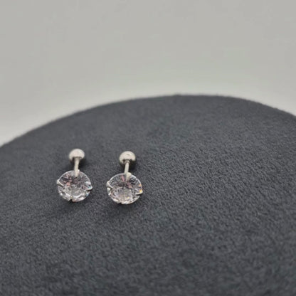 Vine Bud Studs – Sterling Silver 4-Claw Stud Earrings with Screw Back