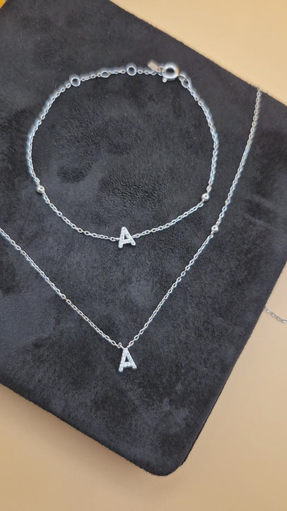 Valley Letter Bracelet – Delicate Sterling Silver Chain with Custom Initial Pendant