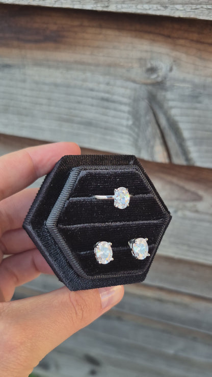 Silver Oval Stud Earrings - Hellebore Studs
