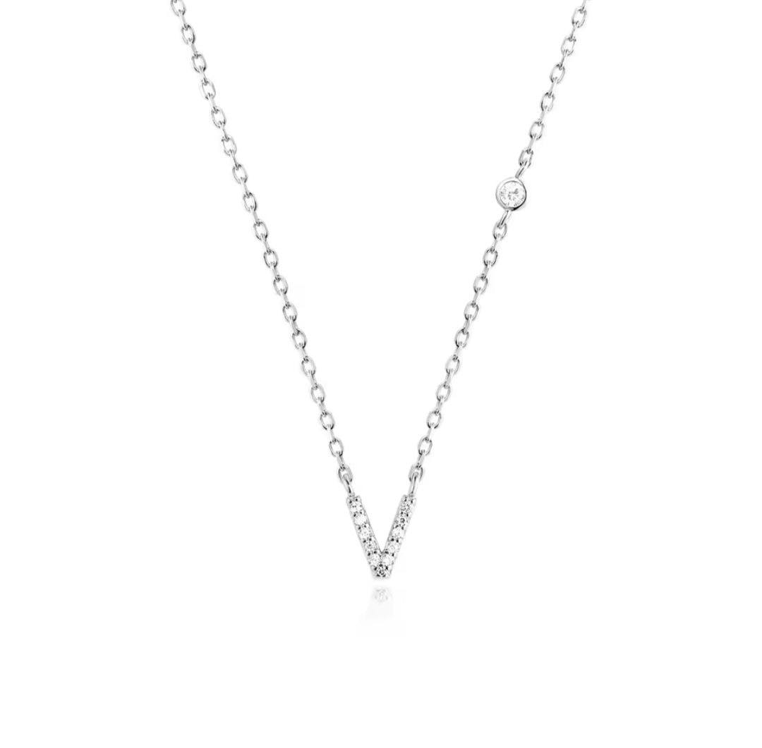 Valley Letter Necklace – Delicate Sterling Silver Chain with Custom Initial Pendant
