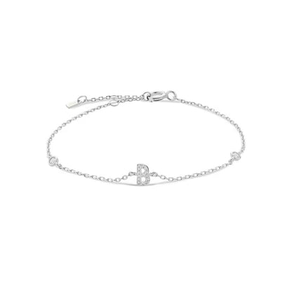 Valley Letter Bracelet – Delicate Sterling Silver Chain with Custom Initial Pendant