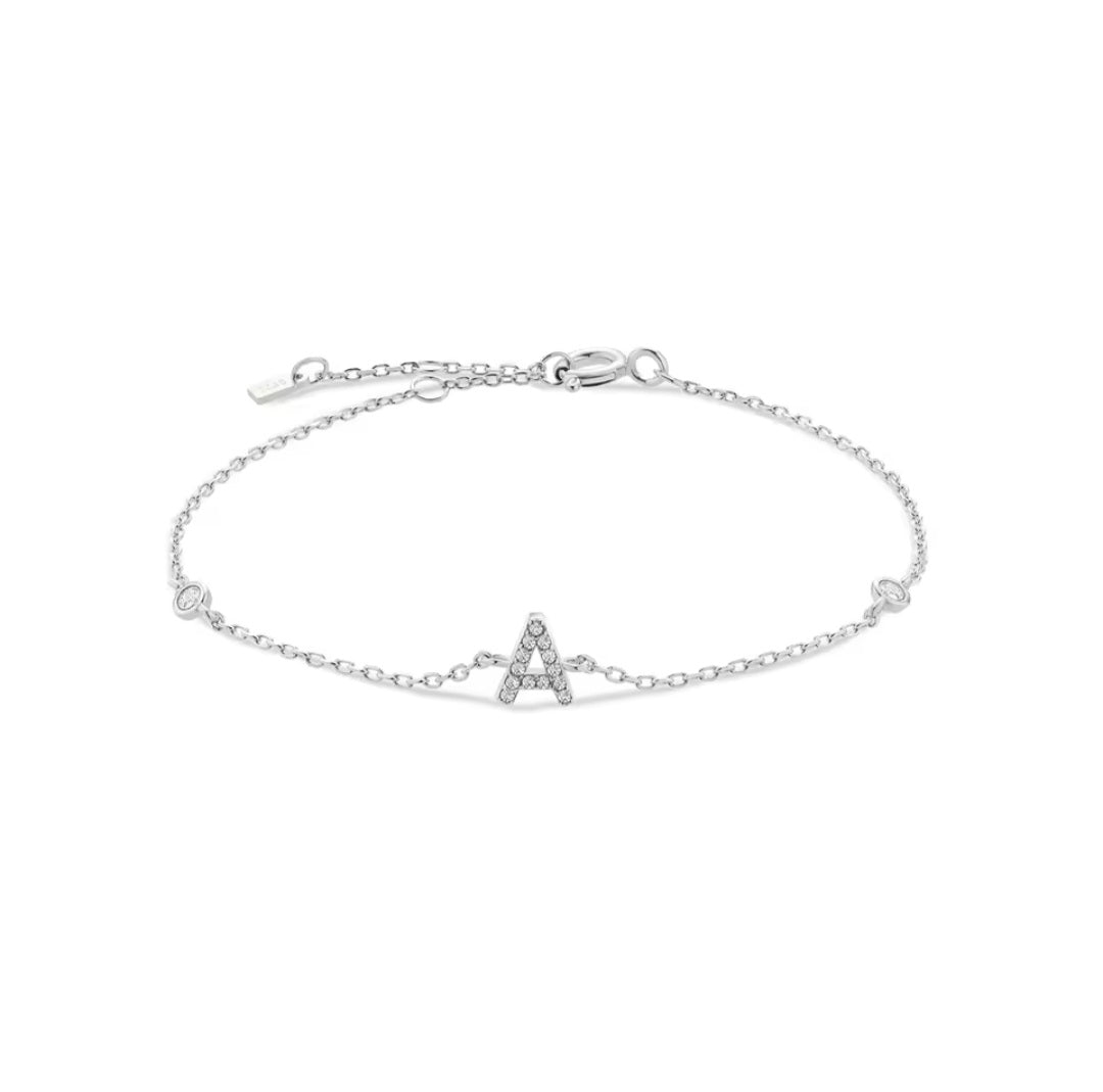 Valley Letter Bracelet – Delicate Sterling Silver Chain with Custom Initial Pendant