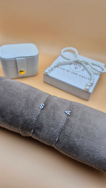 Valley Letter Bracelet – Delicate Sterling Silver Chain with Custom Initial Pendant