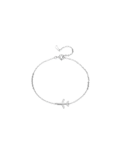 Travel Vine Bracelet - Sterling Silver Adjustable Chain with Airplane Charm