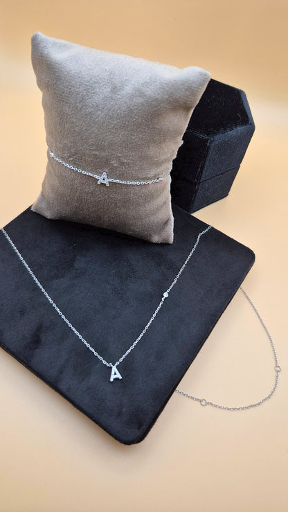 Valley Letter Bracelet – Delicate Sterling Silver Chain with Custom Initial Pendant