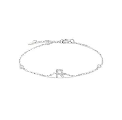 Valley Letter Bracelet – Delicate Sterling Silver Chain with Custom Initial Pendant