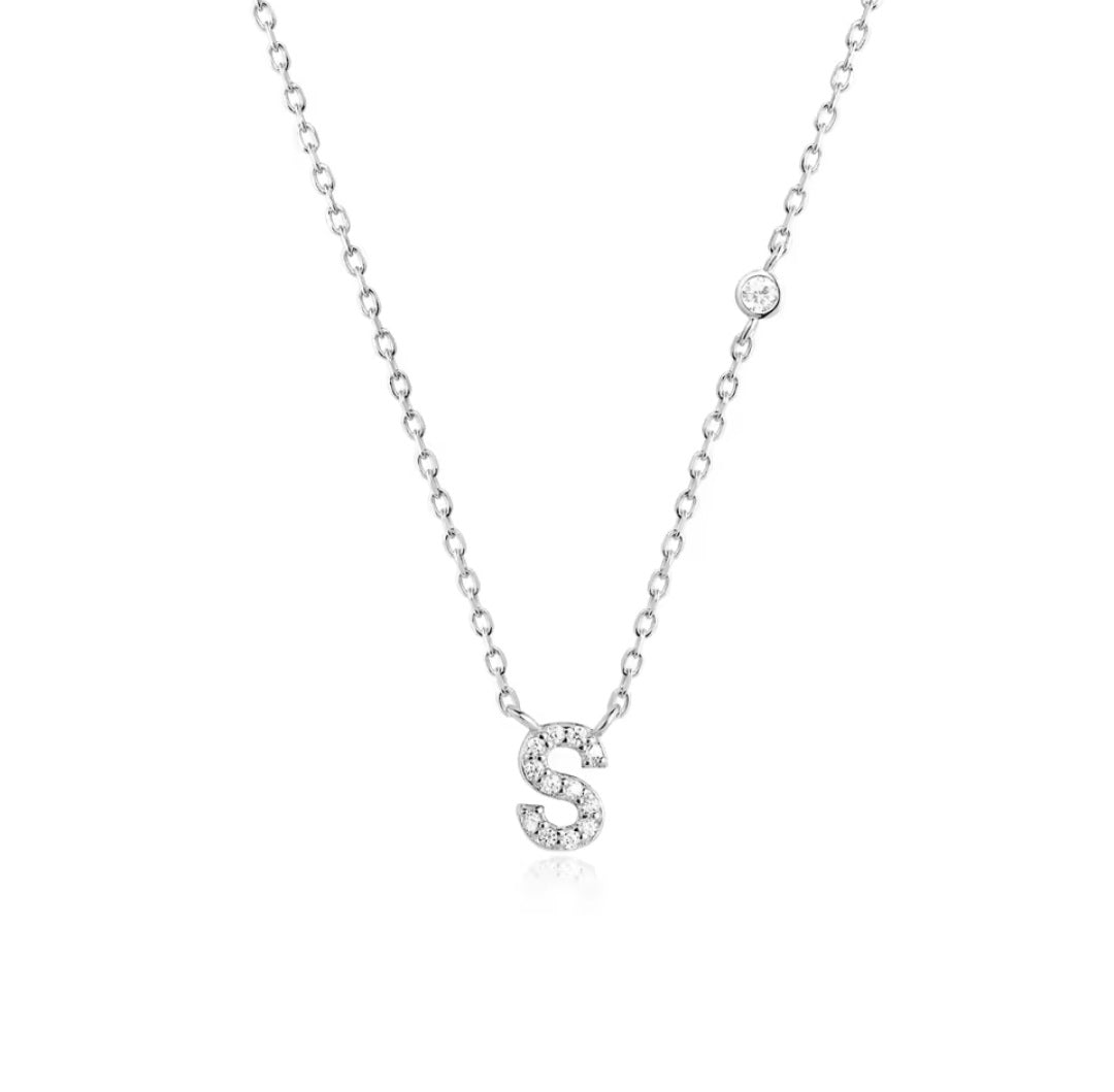 Valley Letter Necklace – Delicate Sterling Silver Chain with Custom Initial Pendant