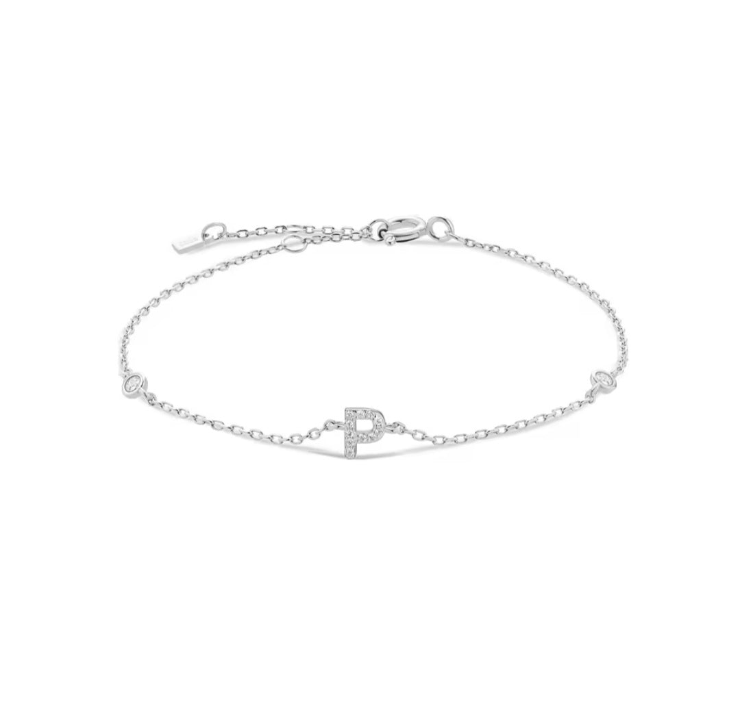 Valley Letter Bracelet – Delicate Sterling Silver Chain with Custom Initial Pendant