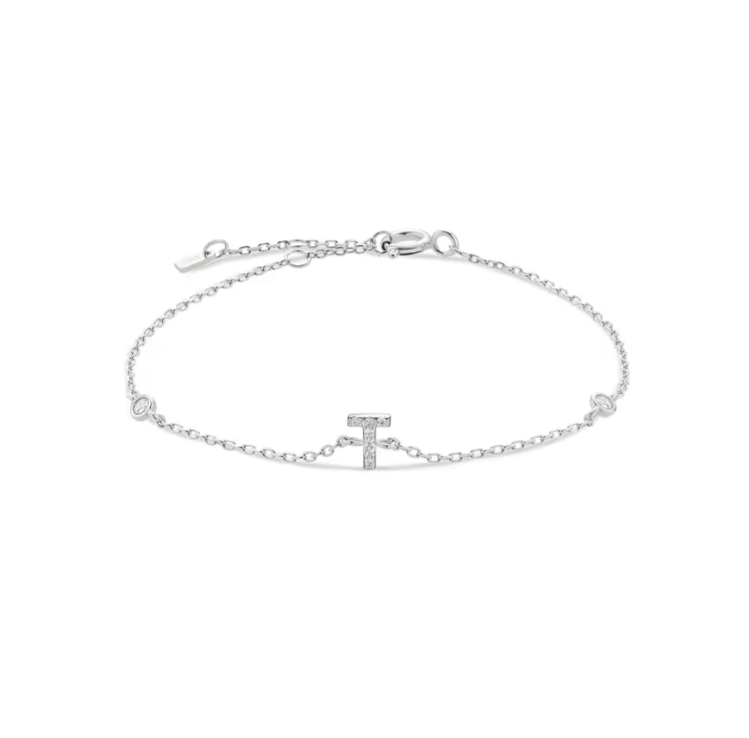 Valley Letter Bracelet – Delicate Sterling Silver Chain with Custom Initial Pendant